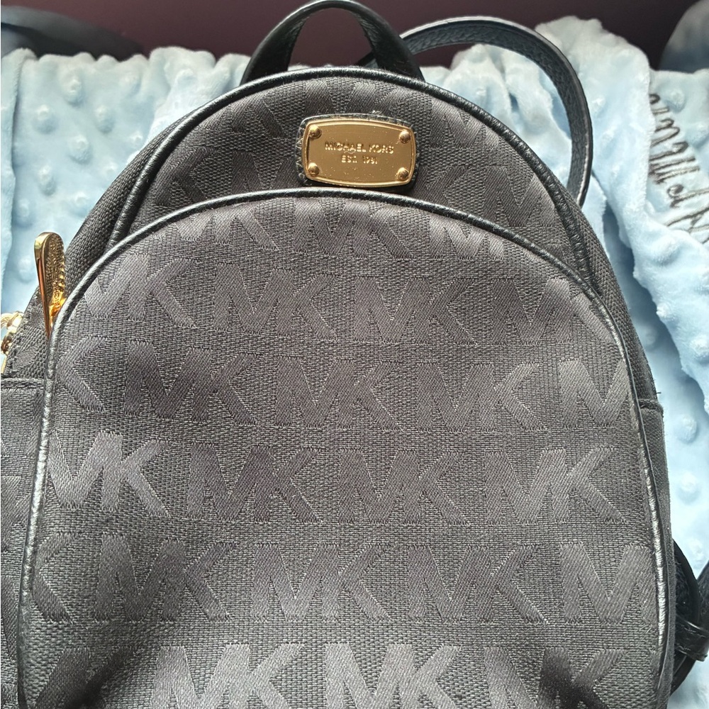 Michael Kors Black and Gold Logo Backpack - Picture 8 of 8